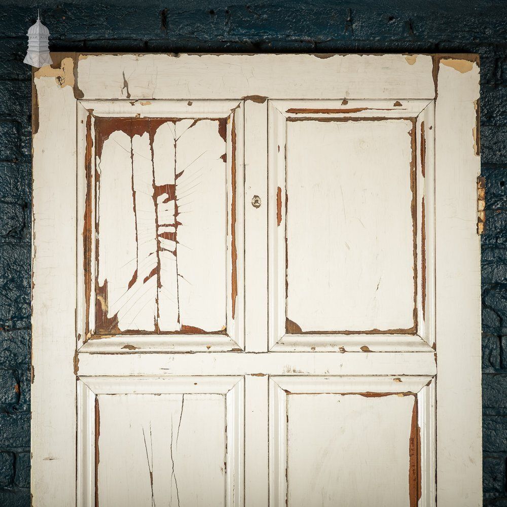 Moulded 6 Panel Door – Distressed White Paint & Crackled Wood Grain photo furniture