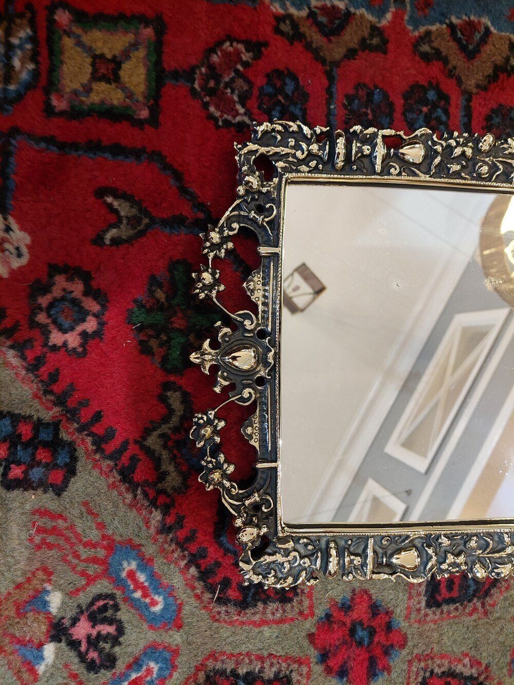 Late Victorian Cast Brass Wall Mirror photo furniture