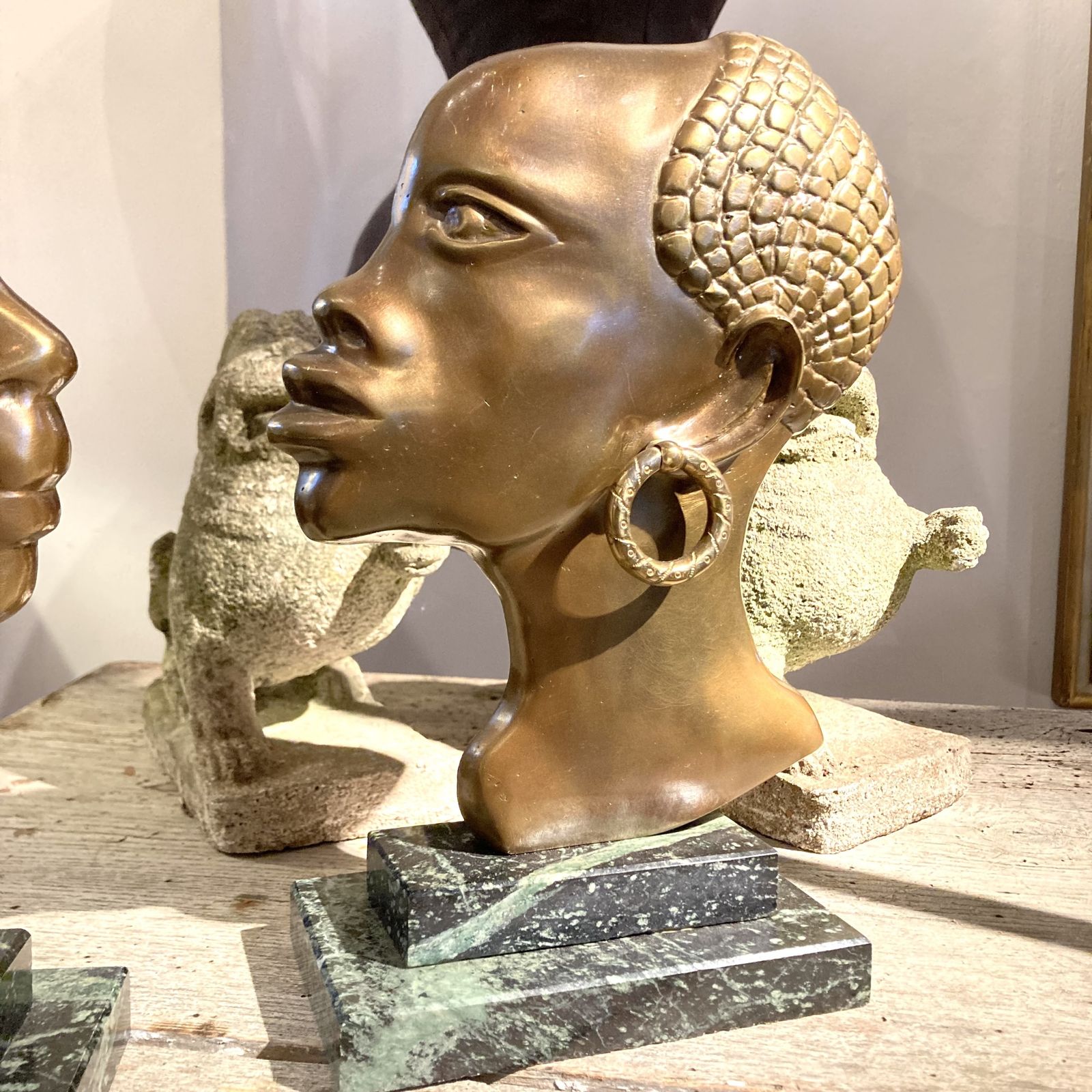 Bronze Female Heads, 1930s, Vintage photo furniture