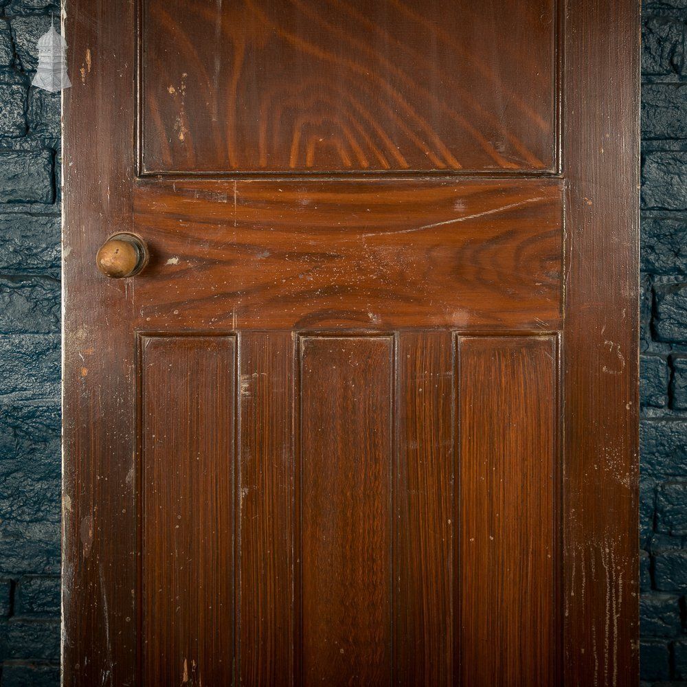 photo for sale 1930s Panelled Door, 4 Panels   Faux Woodgrain And White Painted Finish