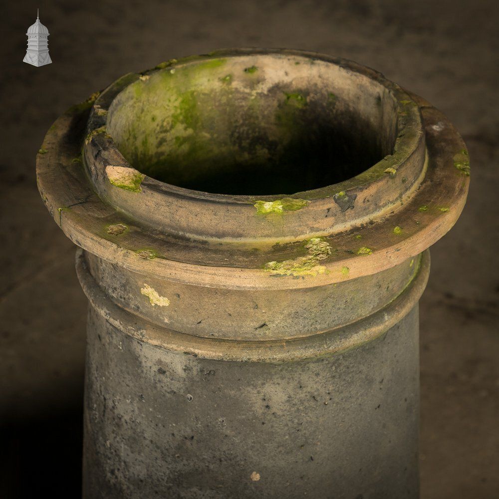 Cannon Head Chimney Pots Pair, Weathered Garden Planters photo vintage