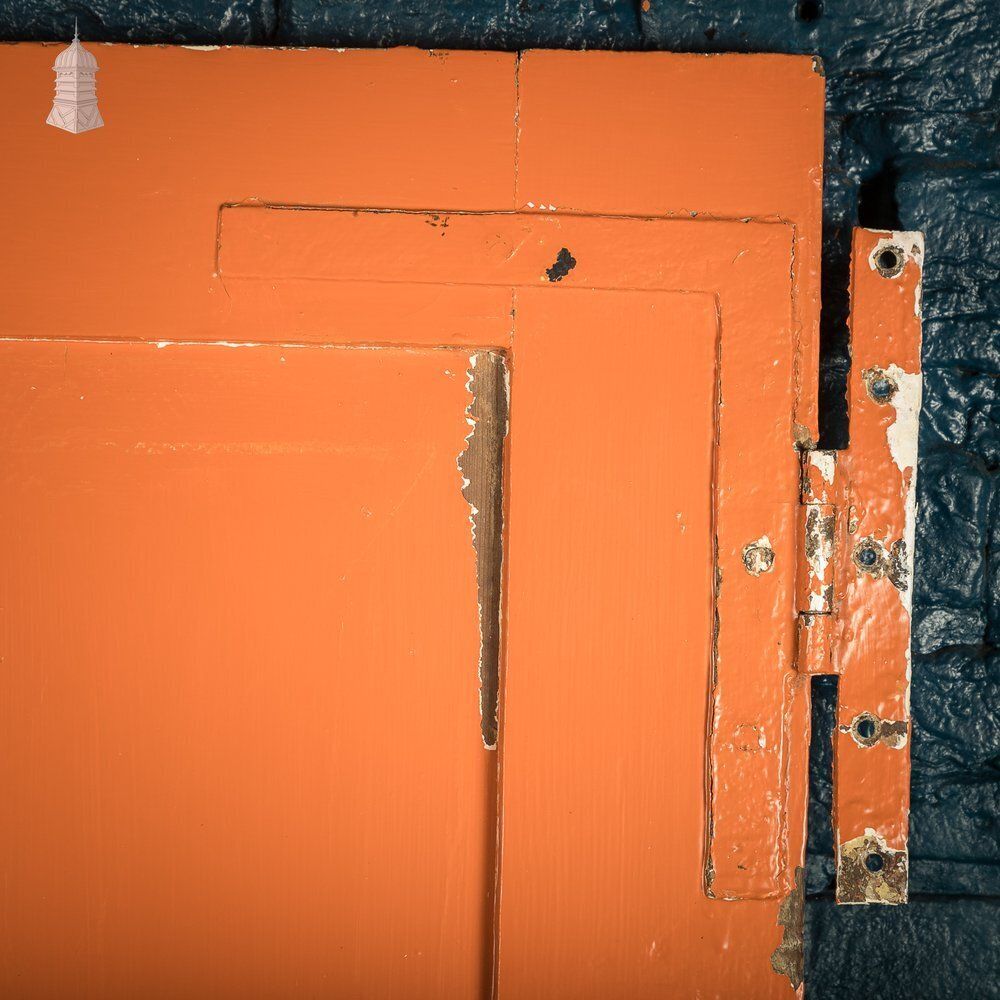 Reclaimed 4 Panel Door – Distressed Orange & Black Paint, Suffolk Latch photo vinterior