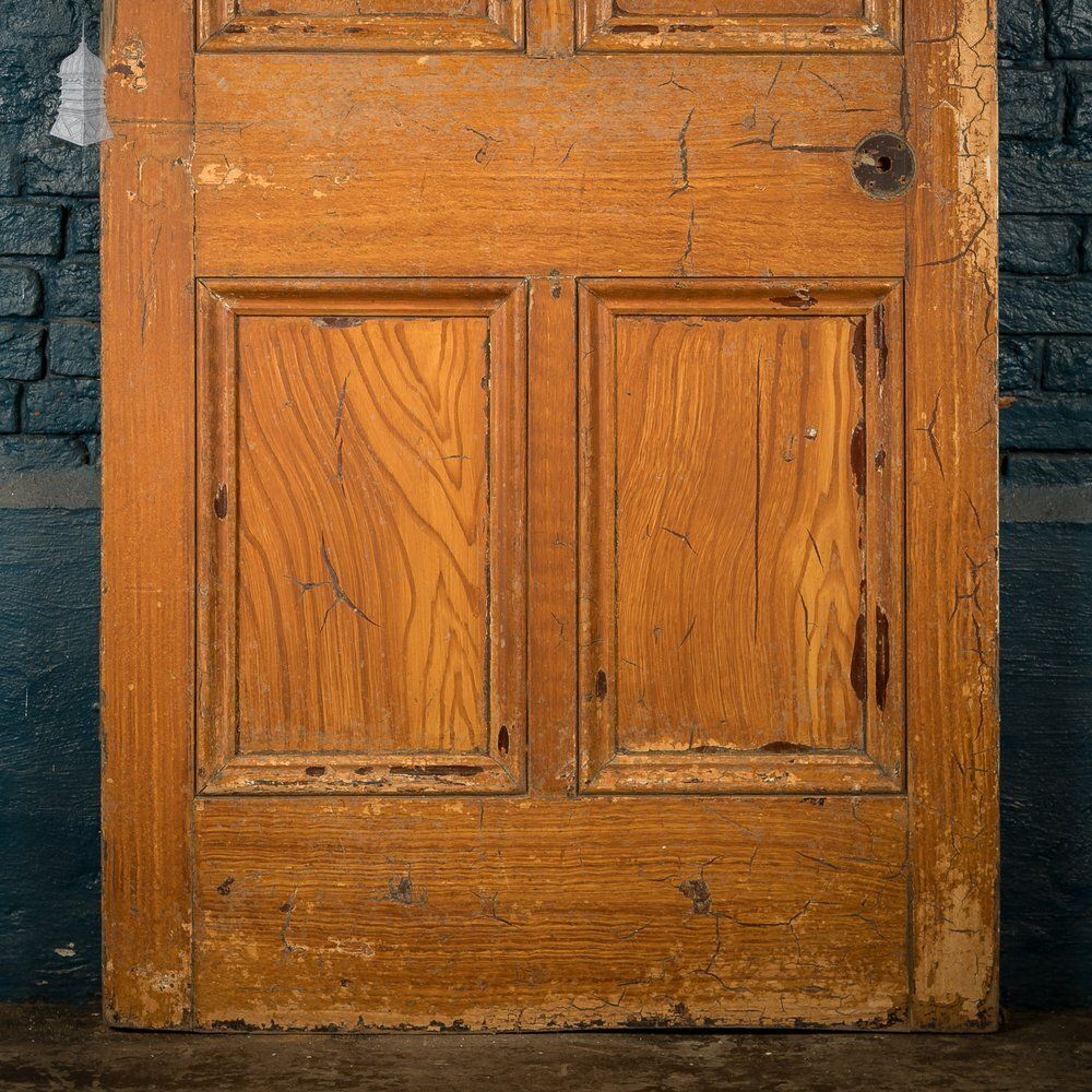 Home Fixtures Reclaimed 6 Panel Door – Black & Cream Paint, Faux Wood Grain, Distressed Finish photo