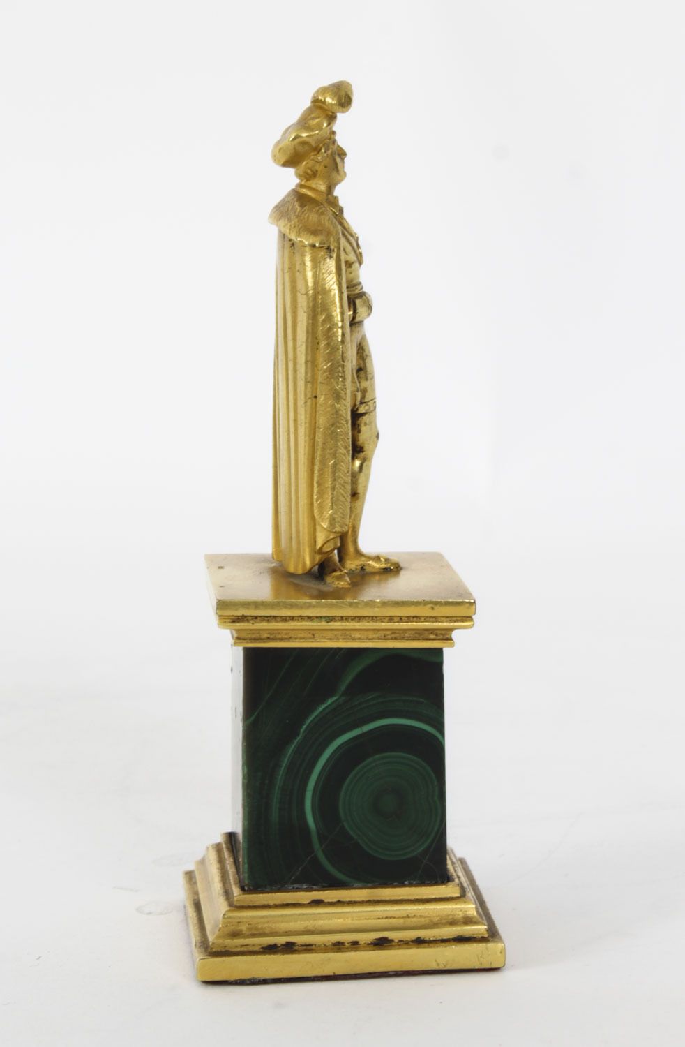 Antique Continental Gilt Bronze Malachite  Sculpture Hamlet C 1870 photo vintage