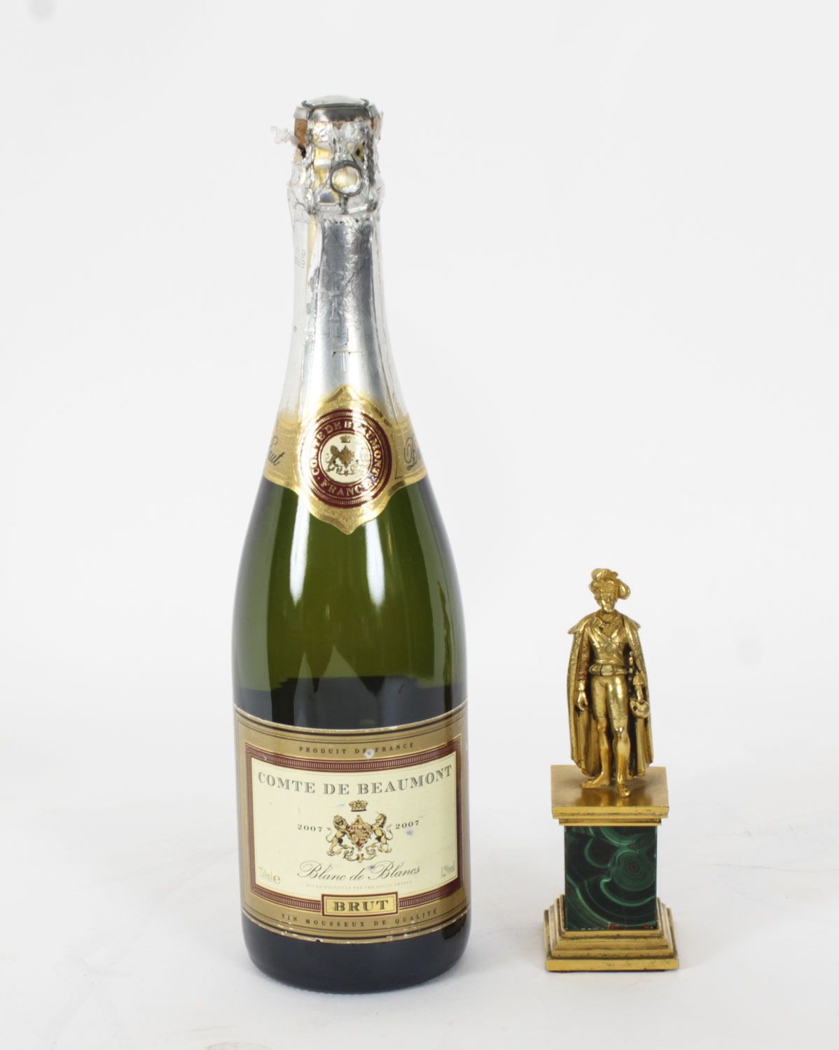 photo for sale Antique Continental Gilt Bronze Malachite  Sculpture Hamlet C 1870