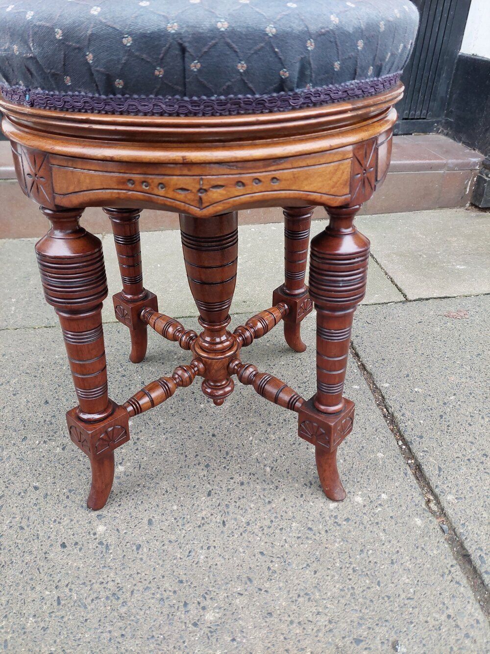 Late 19thc Circular Walnut Revolving Piano Stool photo furniture