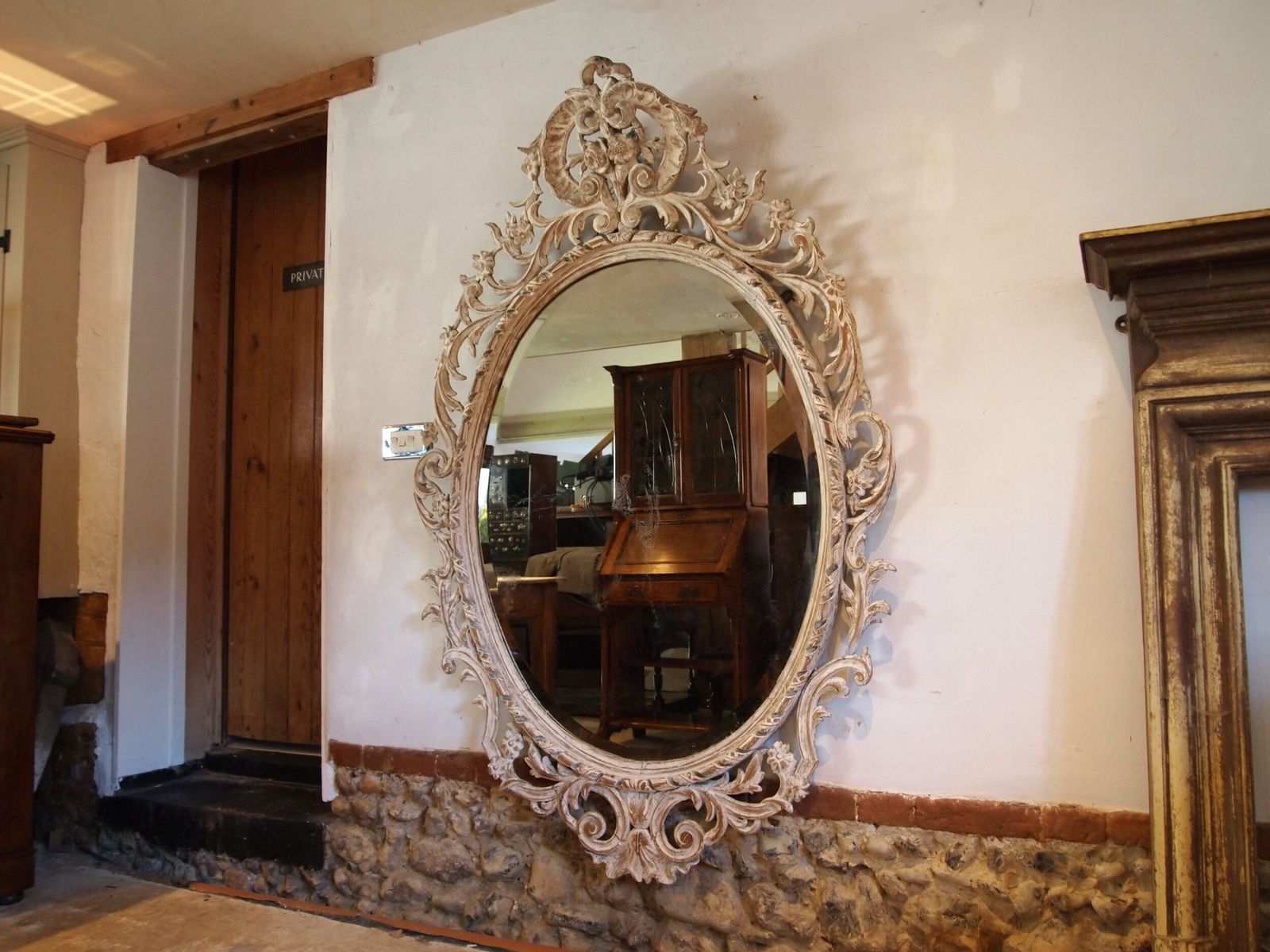 Mirror Large Outstanding Italian Carved 18th Century Original Plate C1780 photo for sale