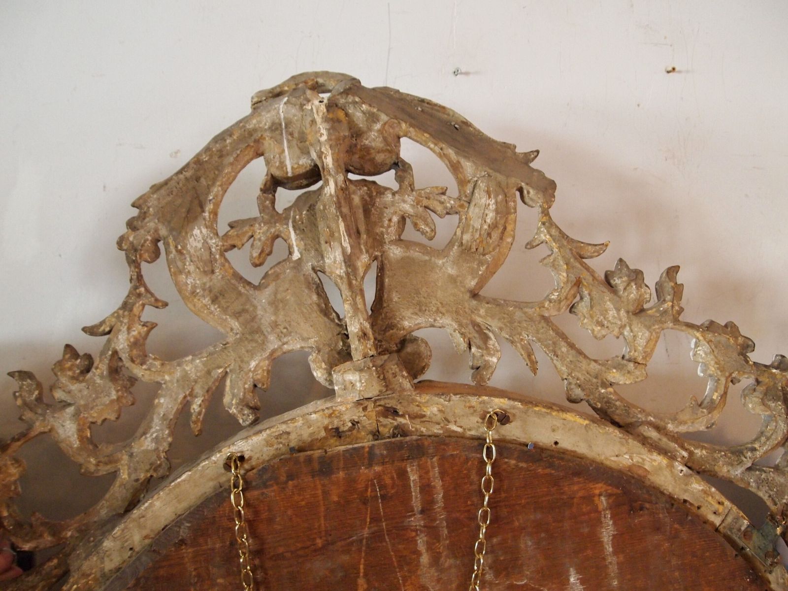 Mirror Large Outstanding Italian Carved 18th Century Original Plate C1780 photo vintage