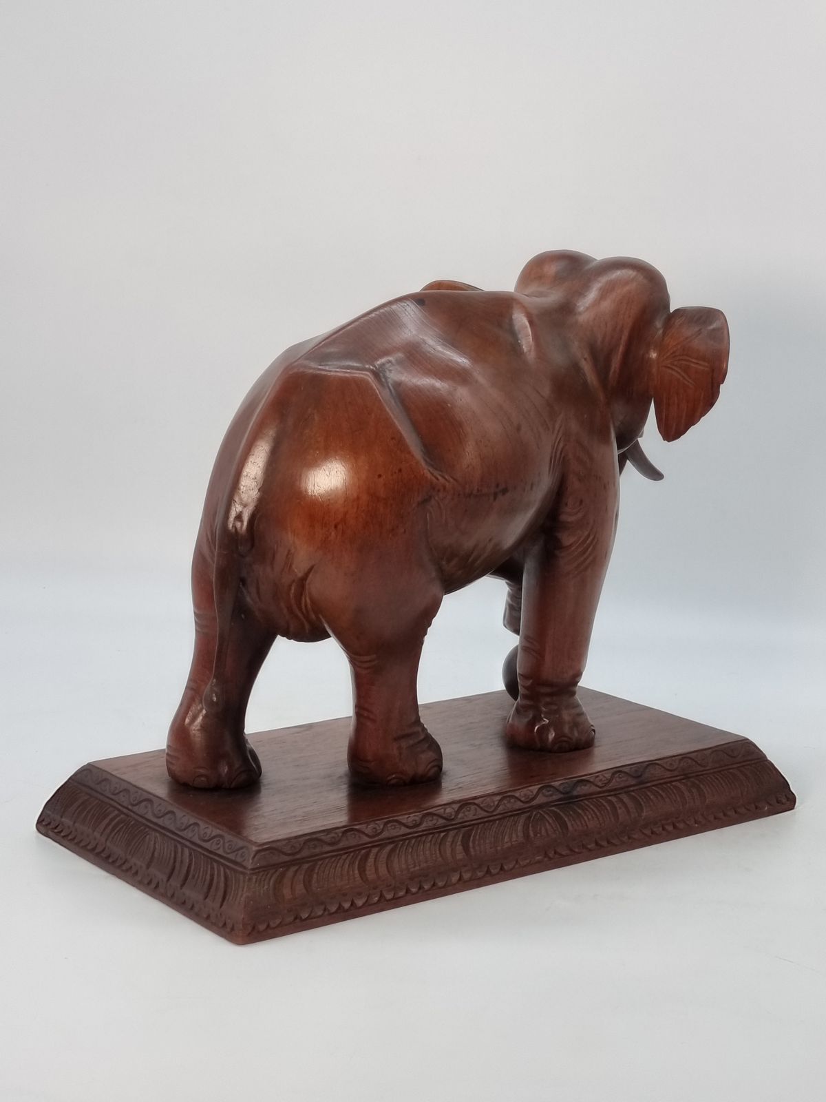 A Large Pair Of Indian Raj Period Performing Elephants Carved In Solid Teak Circa 1880 photo for sale