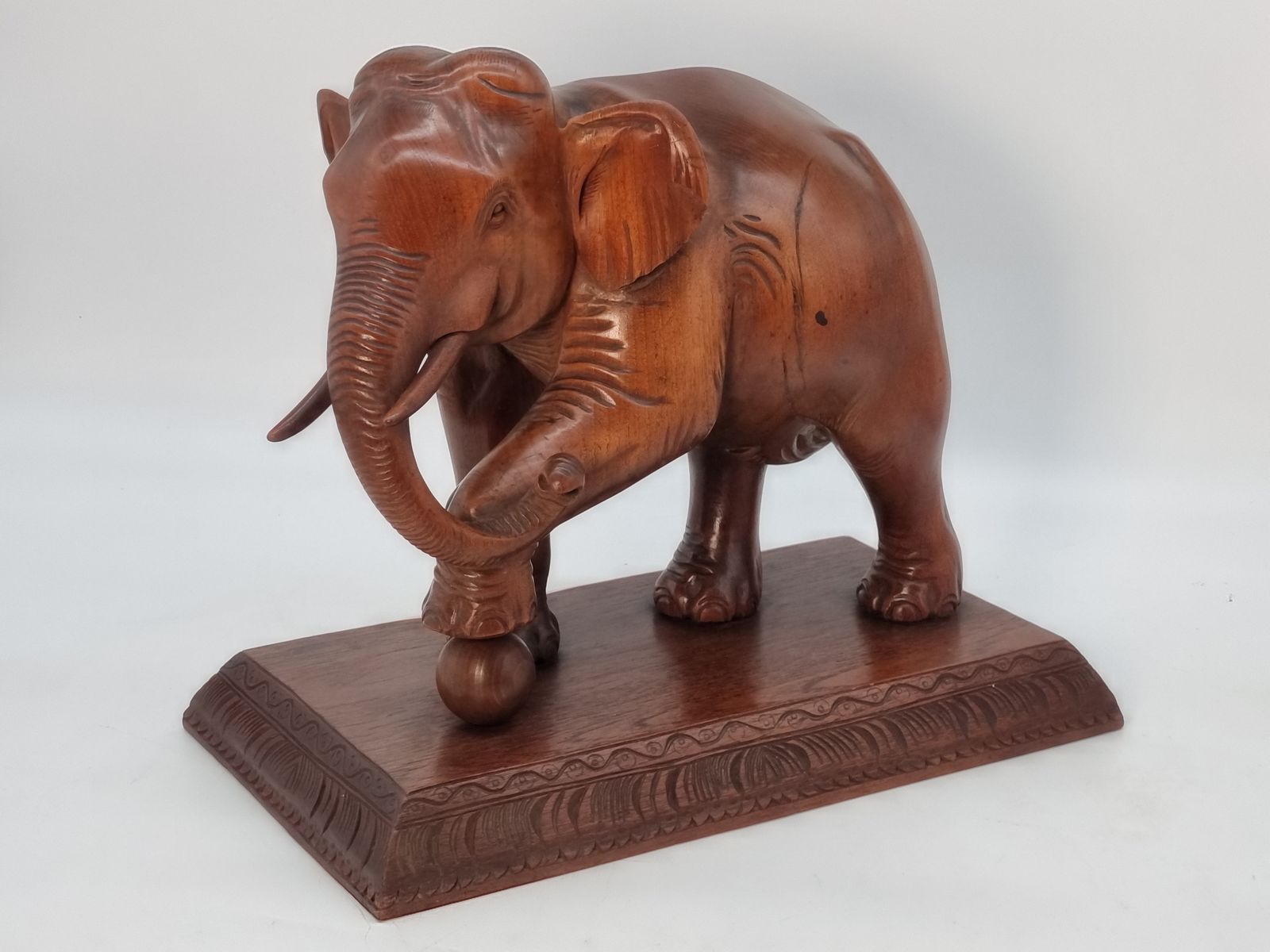 photo furniture A Large Pair Of Indian Raj Period Performing Elephants Carved In Solid Teak Circa 1880