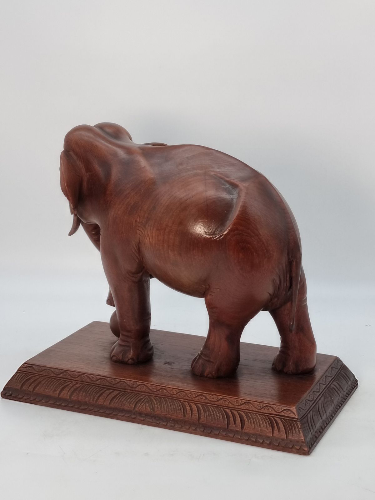 1650.0 A Large Pair Of Indian Raj Period Performing Elephants Carved In Solid Teak Circa 1880 photo