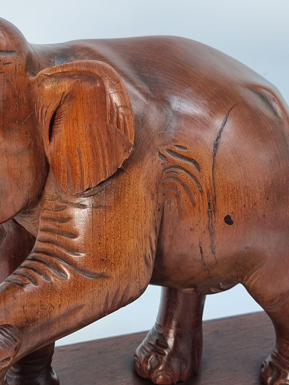 photo buy A Large Pair Of Indian Raj Period Performing Elephants Carved In Solid Teak Circa 1880