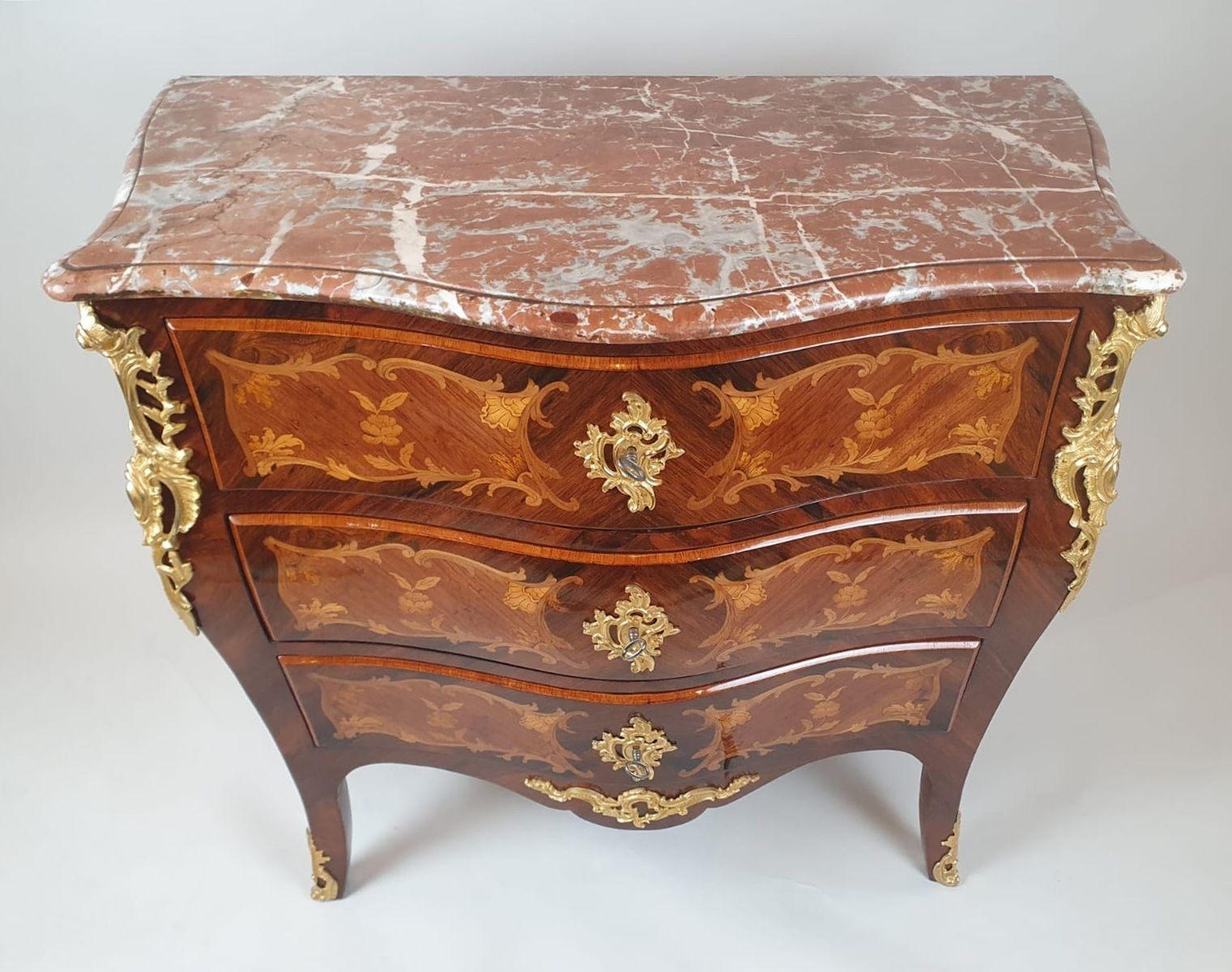 Louis XV Style Chest Of Drawers Inlaid With Rosewood And Fruitwood photo vinterior