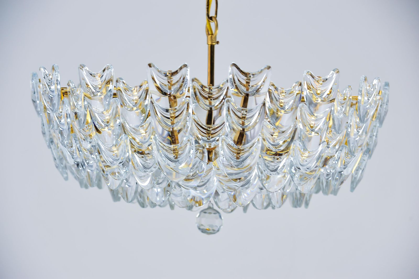 Gilt Brass Chandelier With Glass, German, Circa 1960s photo furniture