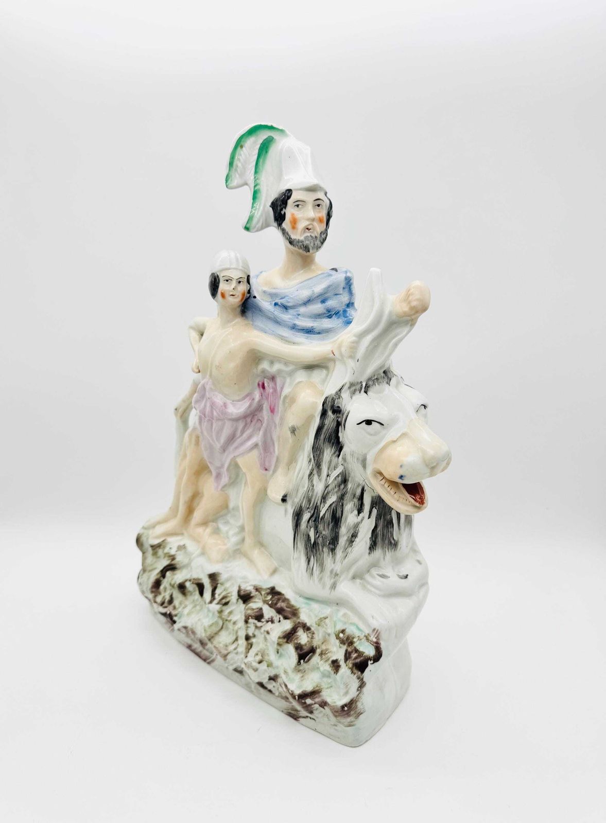 Antique Staffordshire Group Figure, Samson And The Lion Staffordshire Large Figure photo furniture