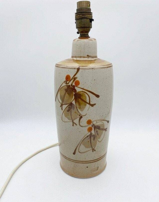 Vintage Otagiri Pottery Lamp, Mid Century Ceramic Table Lamp, Beige Lamp, Medium Table Lamp, Japanese Stoneware Lamp, 70s Lamp