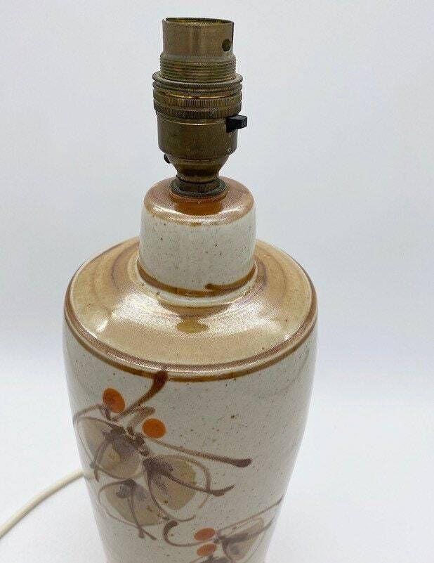 Vintage Otagiri Pottery Lamp, Mid Century Ceramic Table Lamp, Beige Lamp, Medium Table Lamp, Japanese Stoneware Lamp, 70s Lamp photo 250.0