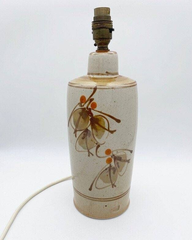 Vintage Otagiri Pottery Lamp, Mid Century Ceramic Table Lamp, Beige Lamp, Medium Table Lamp, Japanese Stoneware Lamp, 70s Lamp photo vinterior