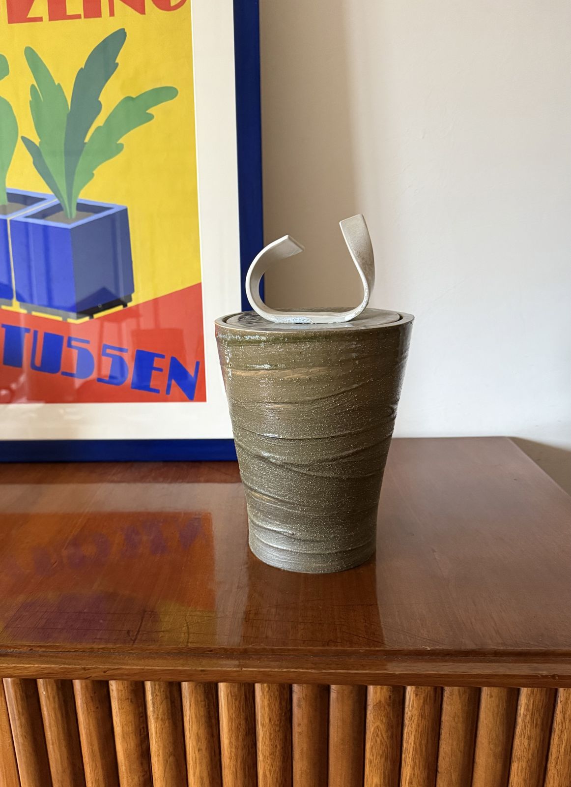 Mid Century Modern Style Dark Green Artistic Ceramic Vase, Gabriele Bucci Italy Ca. 2000s photo furniture