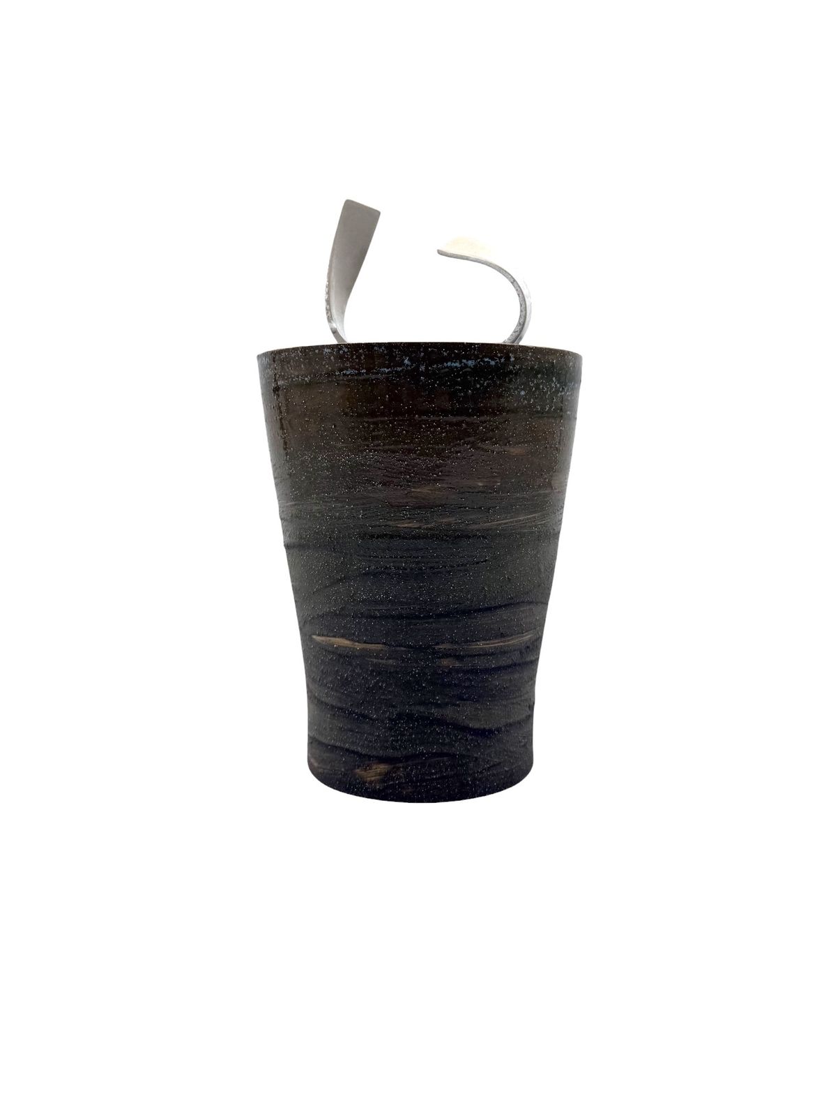 Mid Century Modern Style Dark Green Artistic Ceramic Vase, Gabriele Bucci Italy Ca. 2000s photo vintage