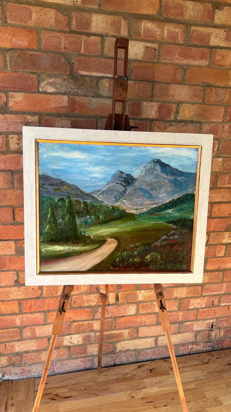 photo for sale Mid Century Oil Painting – Langdale Pikes, Lake District – Framed Landscape