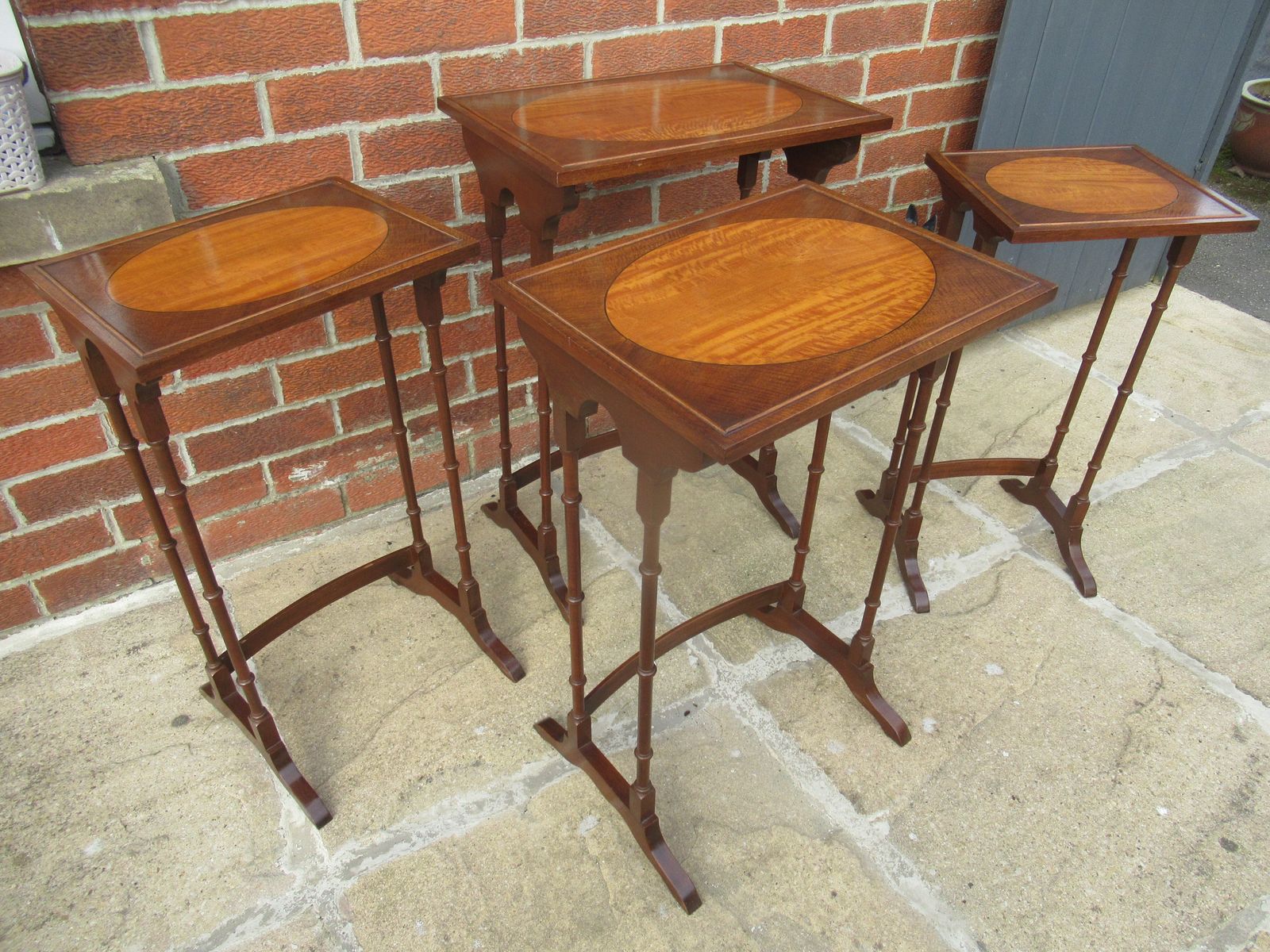 Mahogany  And Maple   Nest Of Four Tables   1920s photo vintage