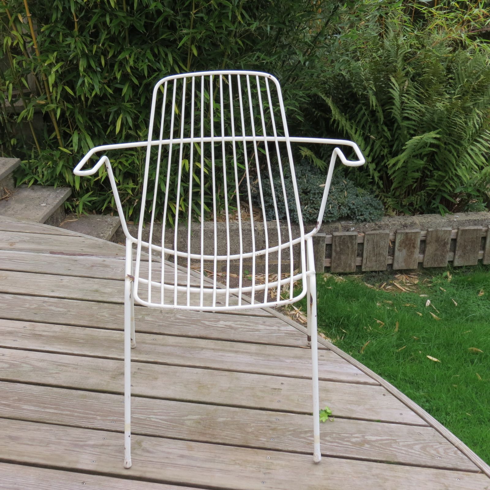 Garden Furniture 1960s Mid Century White Metal Garden Chair photo