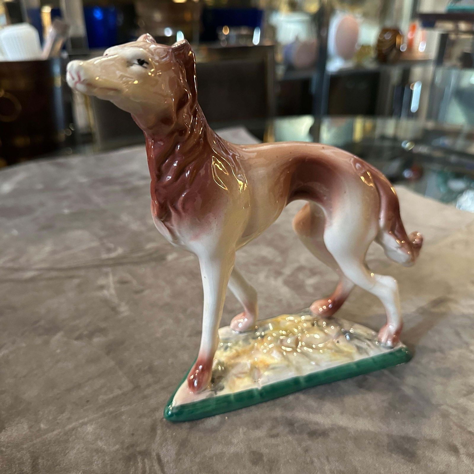 1960s Hand Crafted And Painted Porcelain Figure Of A Greyhound By Elsa Lagorio photo vintage