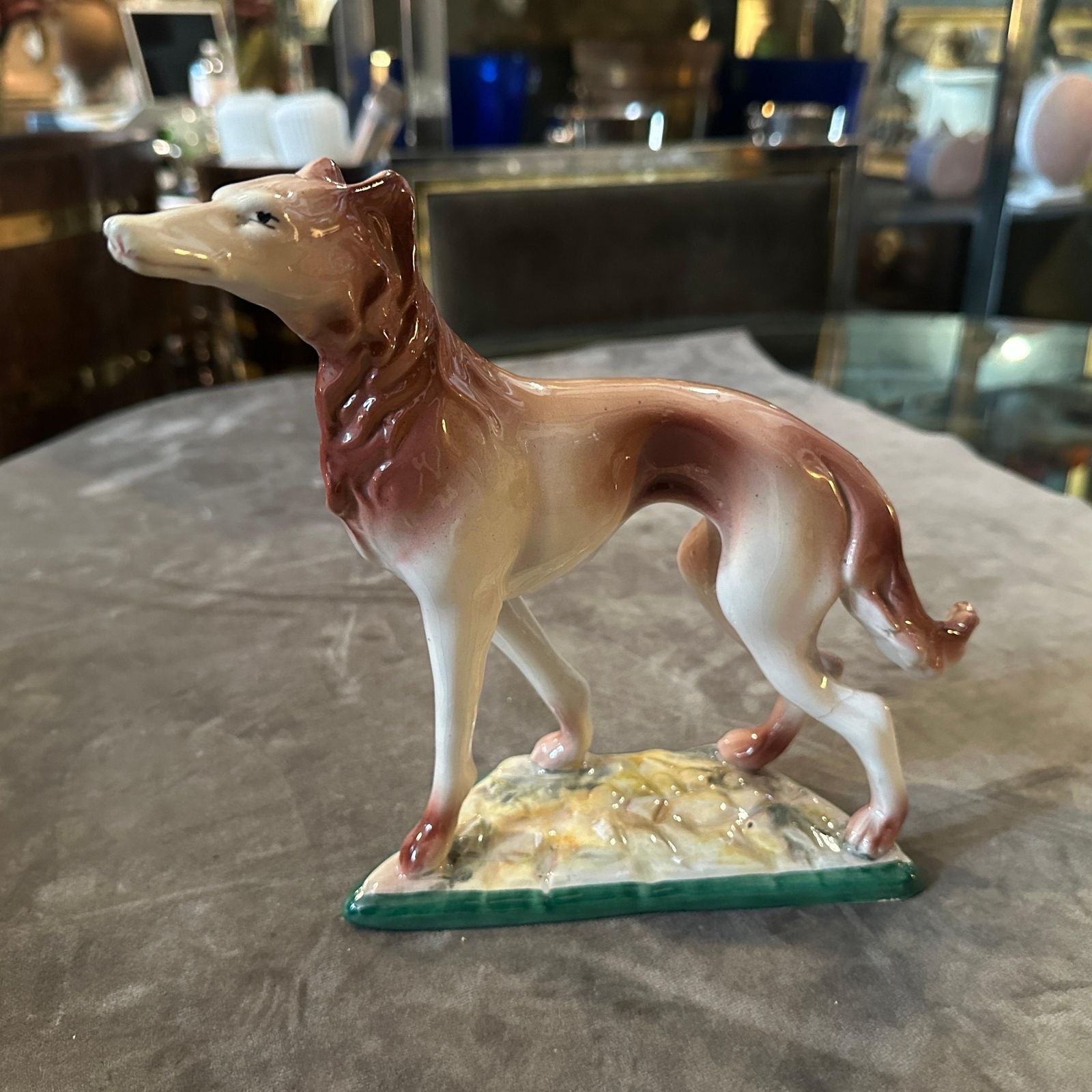 Home Decor 1960s Hand Crafted And Painted Porcelain Figure Of A Greyhound By Elsa Lagorio photo