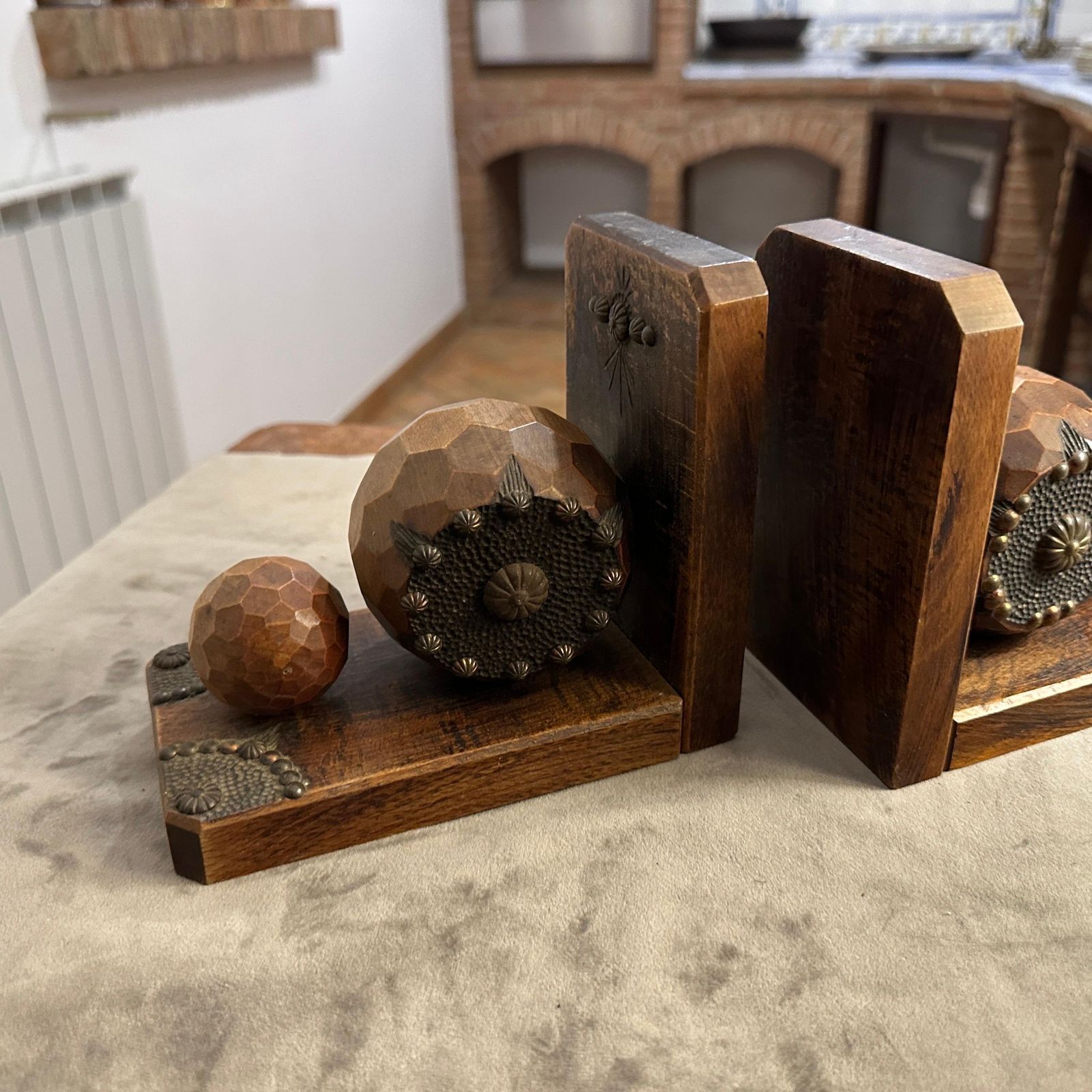 photo buy Set Of Four 1930s Art Deco Wood And Iron French Bookends