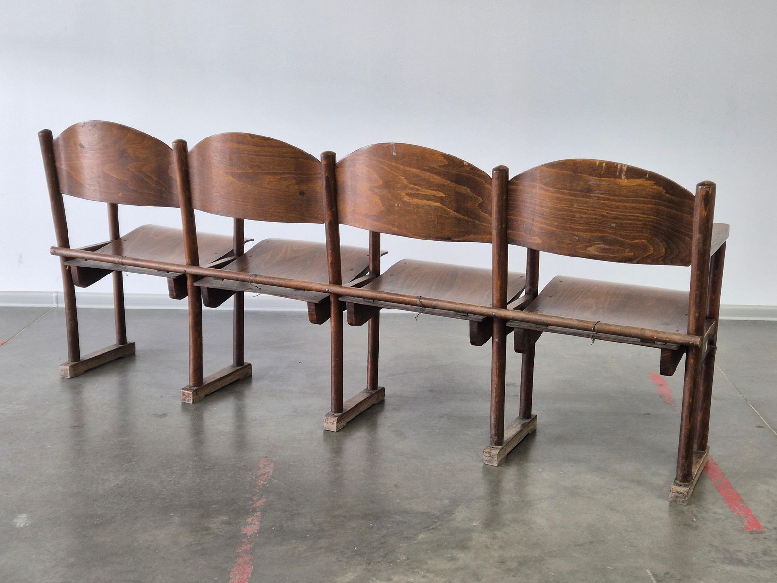 Wooden Vintage Cinema Bench 1950s photo 453.0