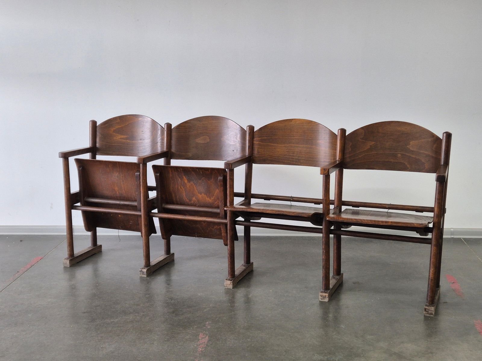 Furniture Wooden Vintage Cinema Bench 1950s photo