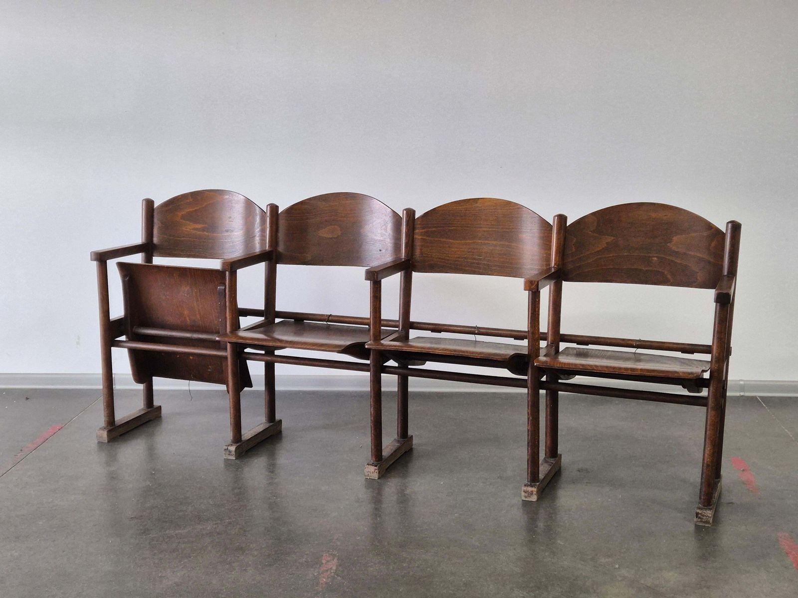 453.0 Wooden Vintage Cinema Bench 1950s photo