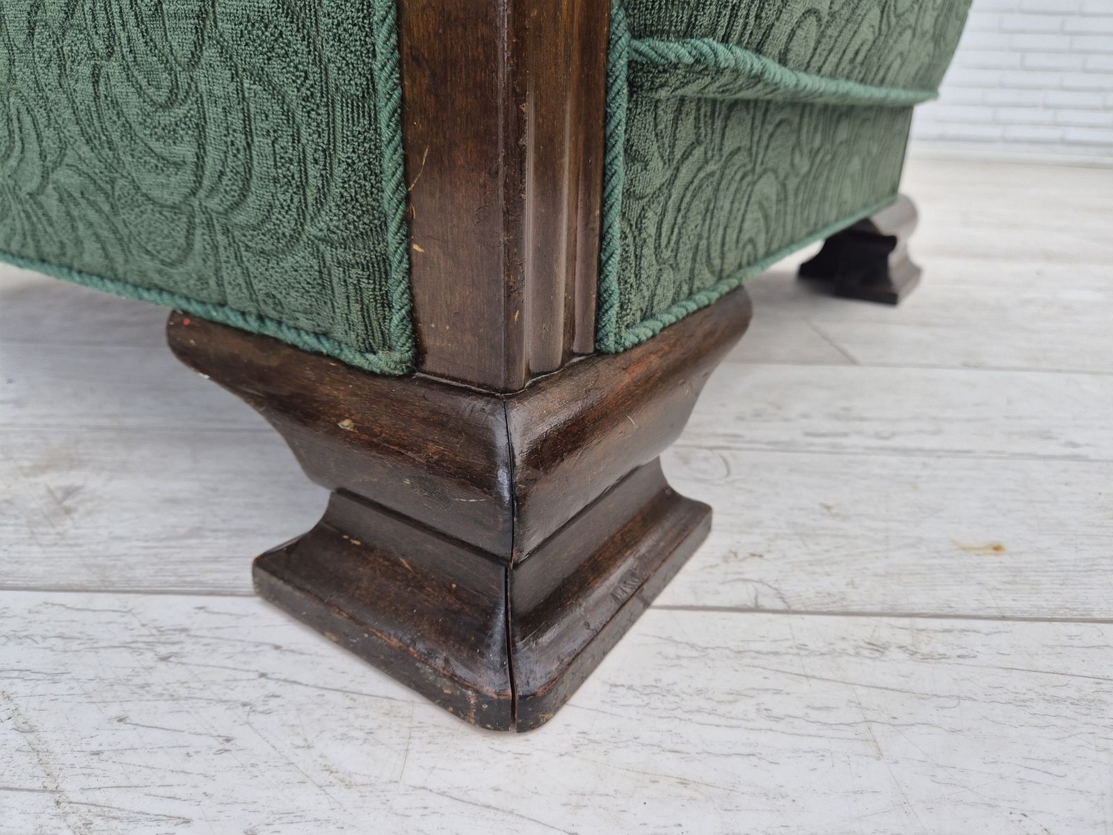 Ca. Jaren 1950, Deense Relaxstoel, Groene Meubelmix Wollen Stof, Beukenhout. photo Meubels