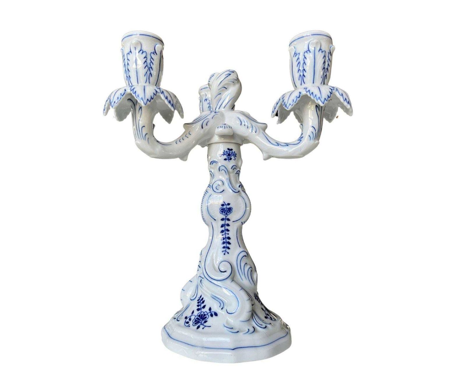 Candelabra Pair Porcelain | 2pcs | Blue Onion Candleholders | Hutschenreuther photo Home Decor