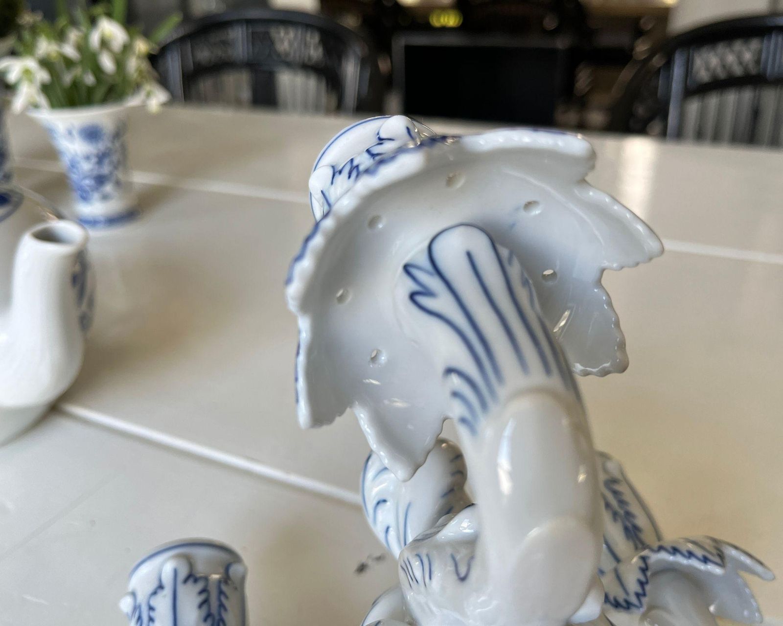 Candelabra Pair Porcelain | 2pcs | Blue Onion Candleholders | Hutschenreuther photo vintage