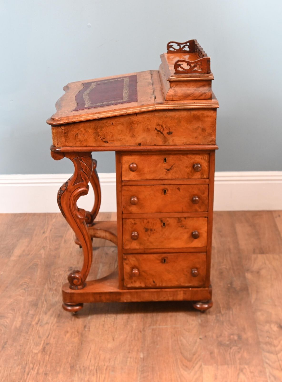 photo buy Victorian Davenport Desk Burr Walnut 1860