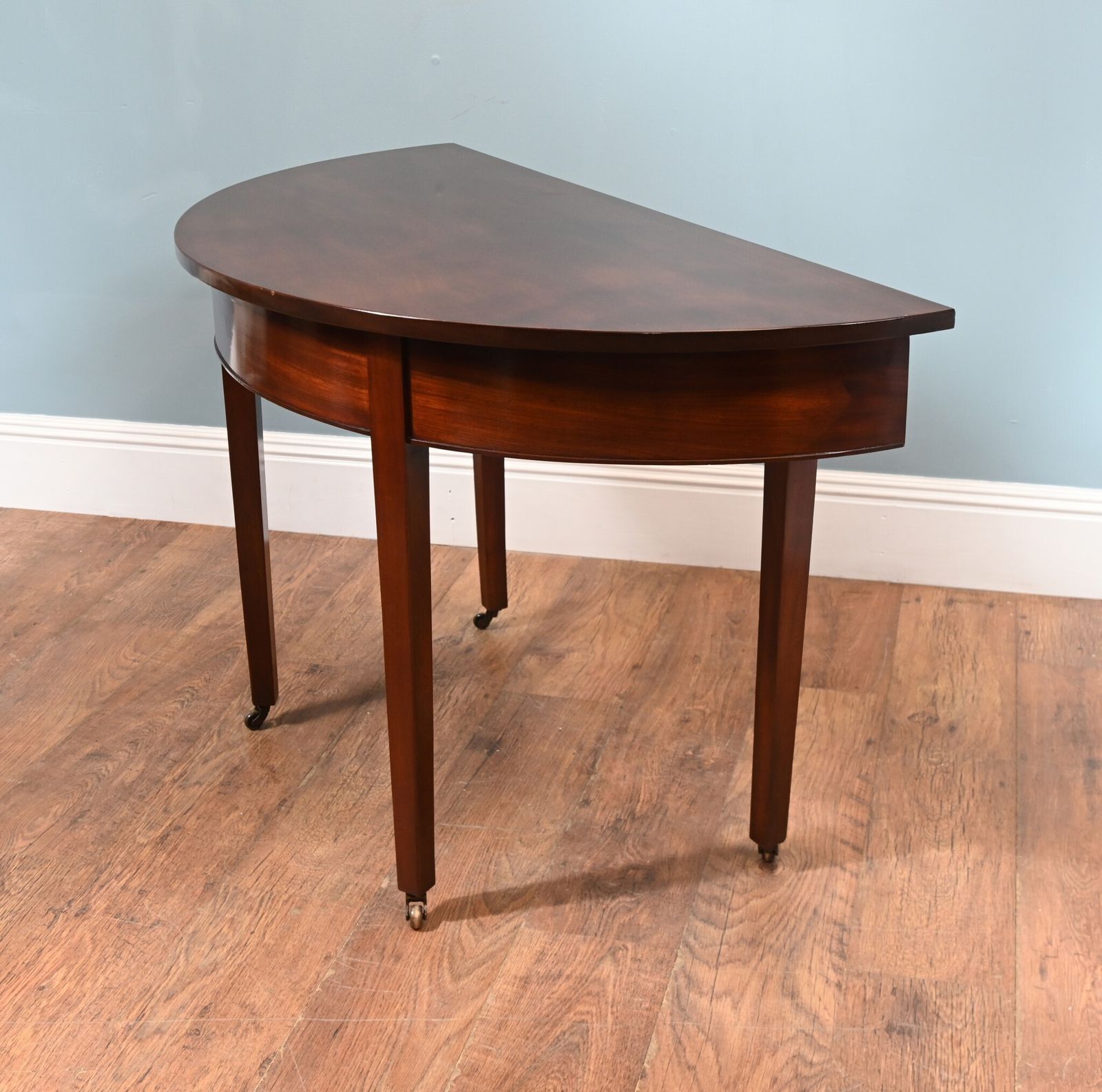 Pair George III Console Tables Mahogany Demi Lune 1790 photo for sale