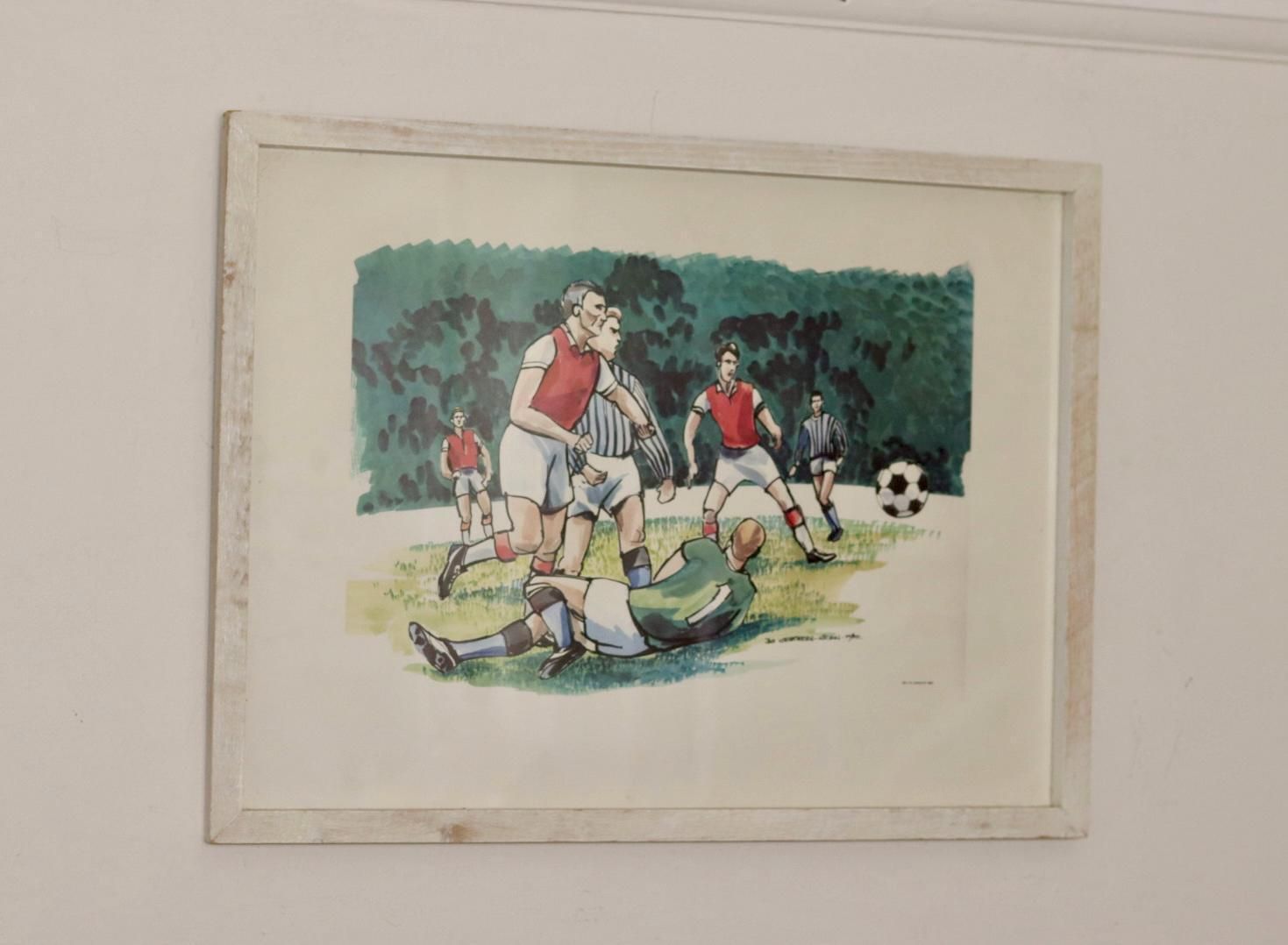 1980 Lithograph Print "Football" By Bo Westberg Gren   Vintage & Framed photo furniture