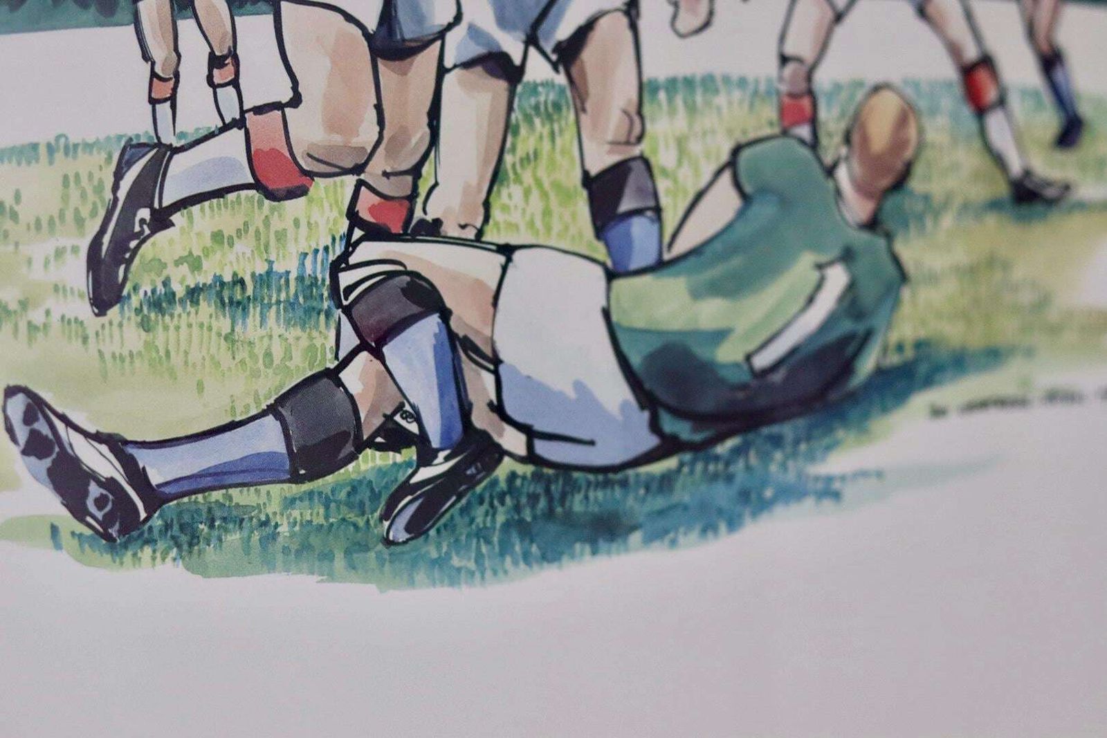 1980 Lithograph Print "Football" By Bo Westberg Gren   Vintage & Framed photo buy