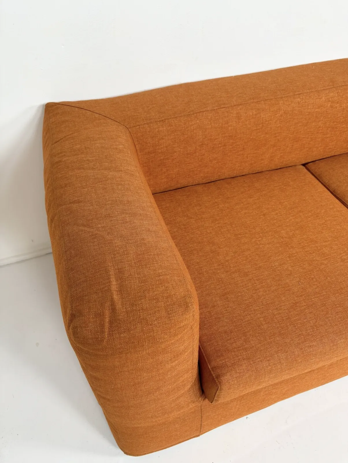Mid Century Modern Orange Two Seater Sofa, Italy photo vinterior