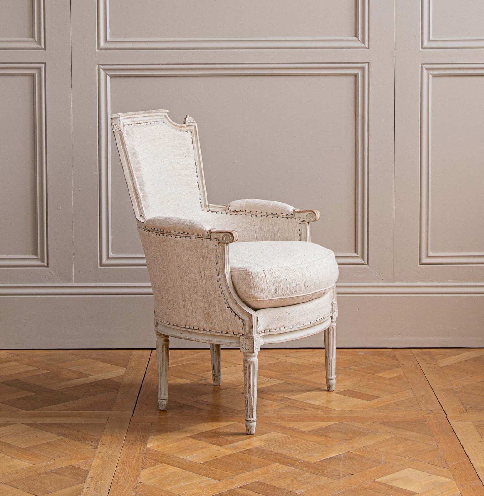 Antique White Bergere Armchairs Late 19th Century French Armchairs photo vinterior