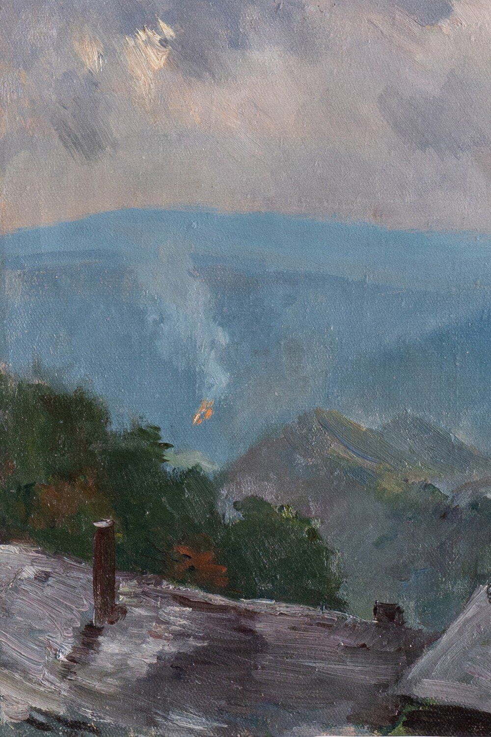 Leonid Frechkop, Mountain Chalets, Oil Painting On Canvas, 1932 photo for sale