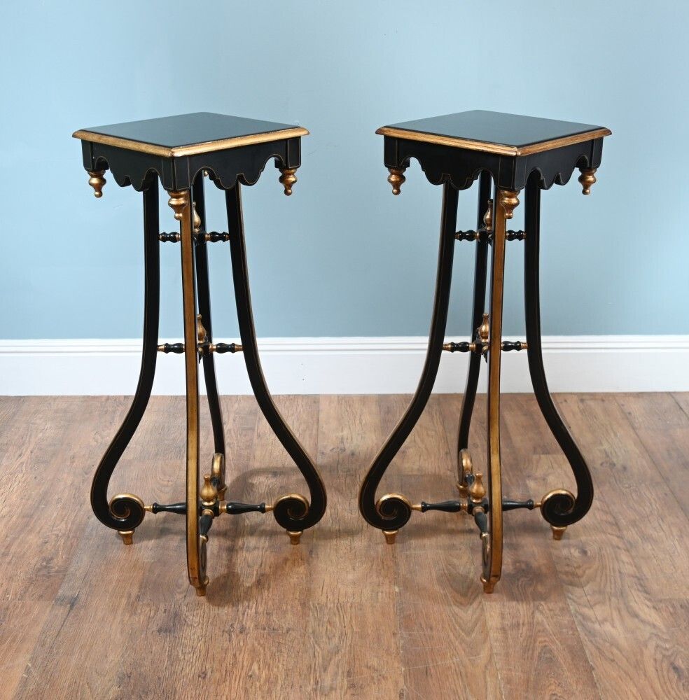 Pair Arts And Crafts Pedestal Stands Lacquered Aesthetic Movement photo furniture