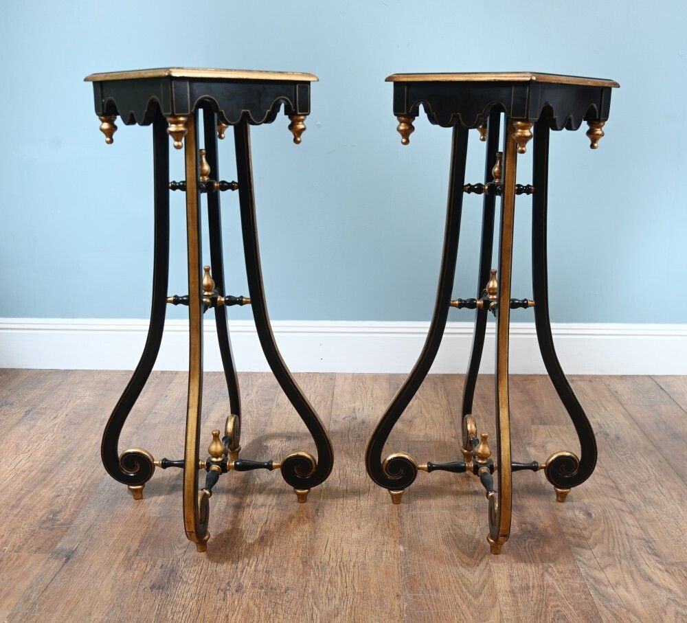 Pair Arts And Crafts Pedestal Stands Lacquered Aesthetic Movement photo for sale