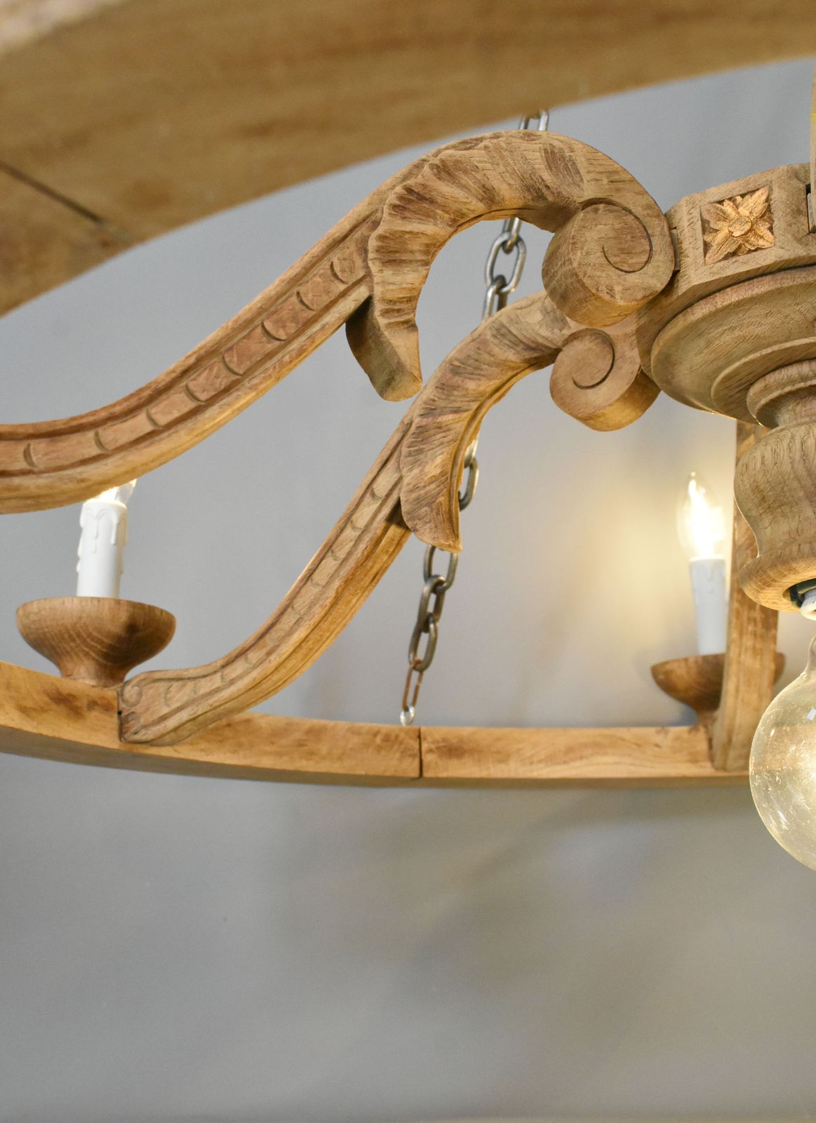 photo buy Large French Chandelier In Oak Louis XVI Style With Six Arms