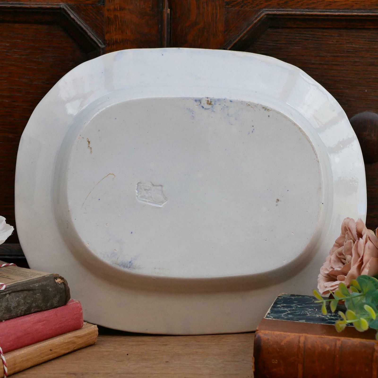 Antique English Ironstone 19th Century Blue & White Meat Platter Serving Dish Featuring Eton College Decorative Collectable China Ceramic photo buy