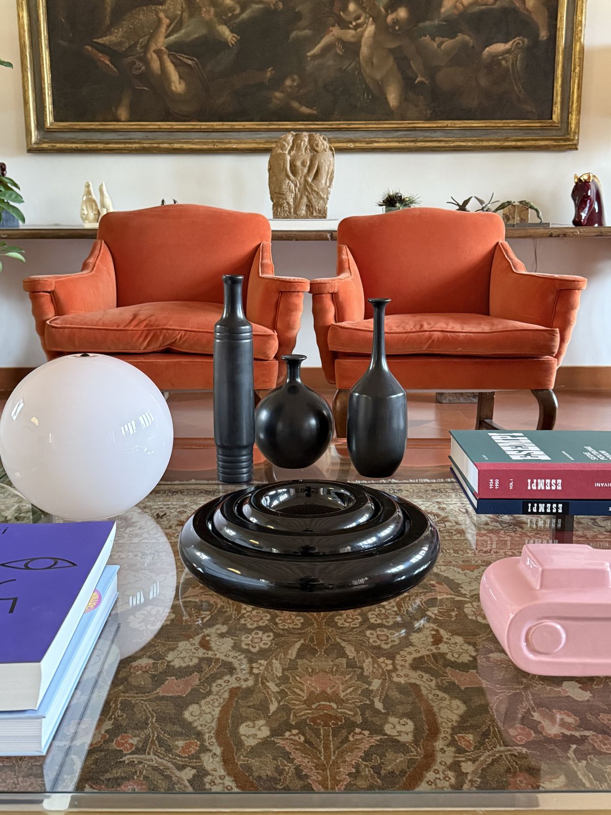 Mid Century Set Of 3 Black Bucchero Ceramic Vases, Sebastiani Gubbio Italy 1960s photo Home Decor