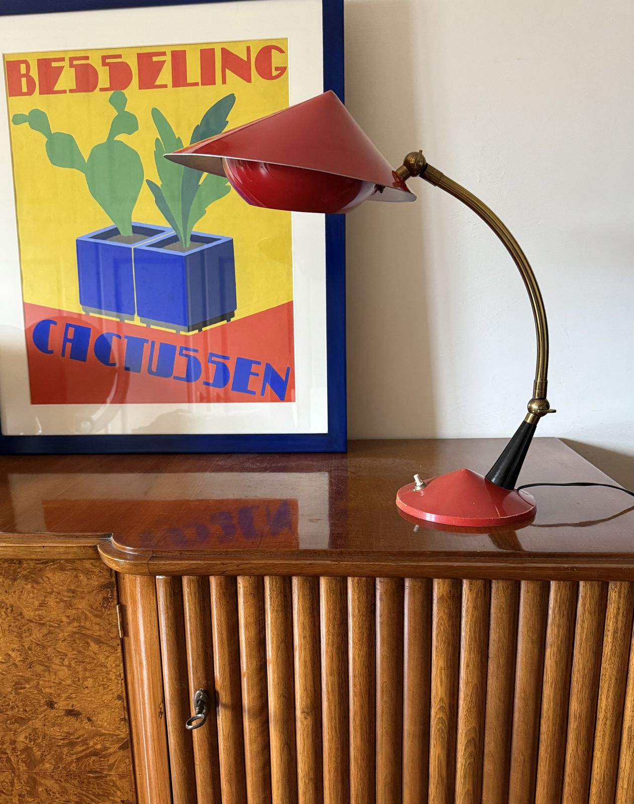 Mid Century Red Desk Lamp, Stilux Milan Italy 1960 Ca. photo furniture