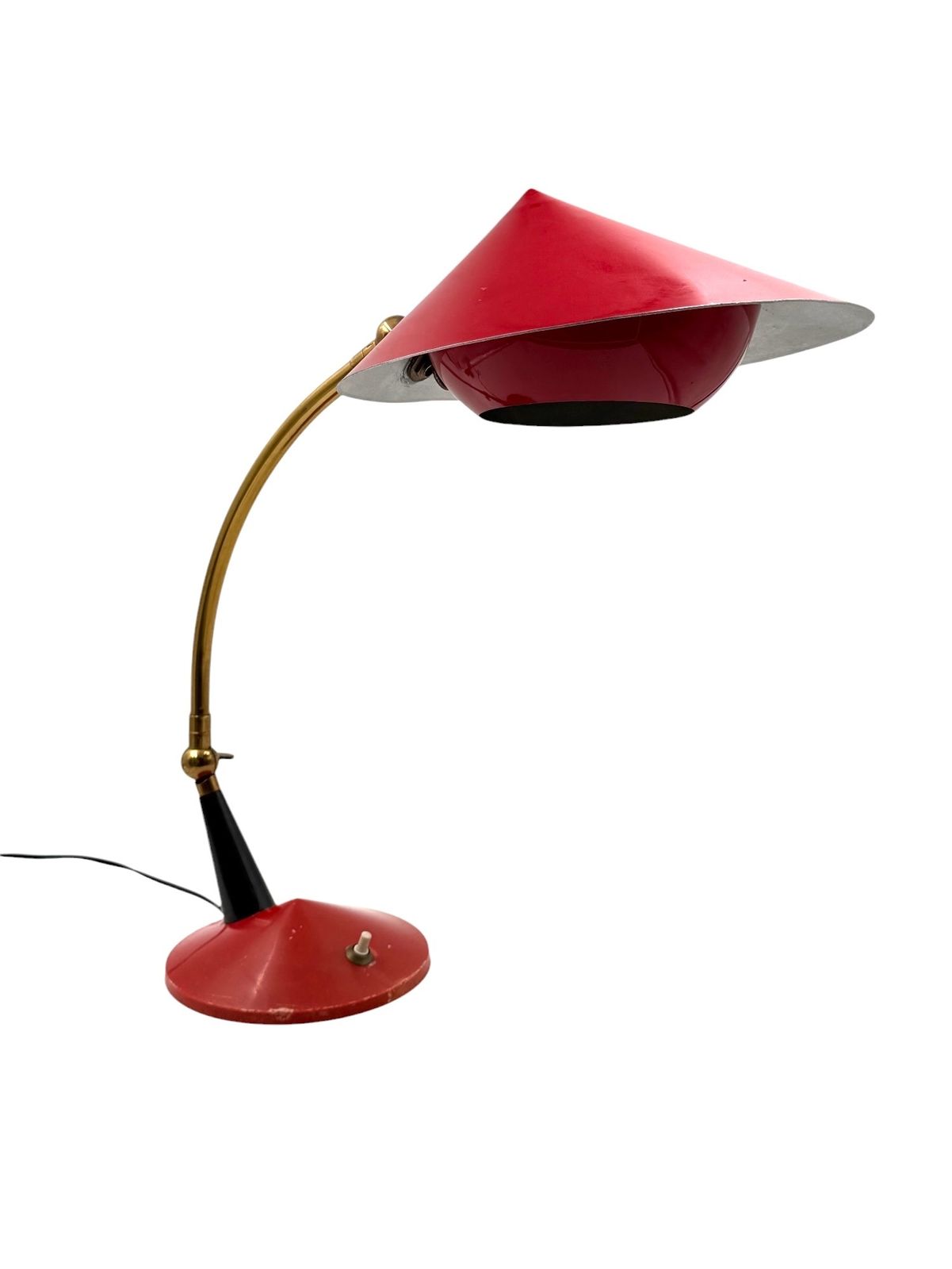 Mid Century Red Desk Lamp, Stilux Milan Italy 1960 Ca. photo vinterior